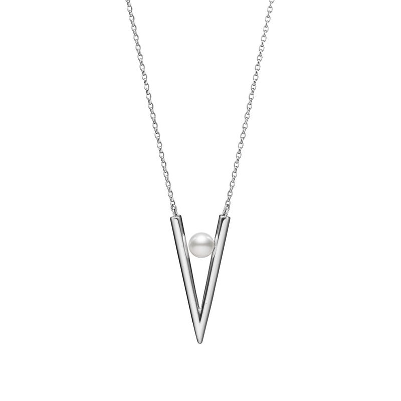 Sterling silver v best sale shaped necklace